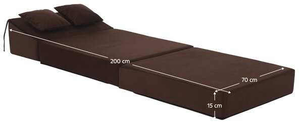 KONDELA Saltea pliabilă/fotoliu extensibil, 2 in 1, maro, PELOS