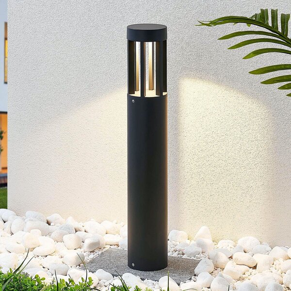 Lindby Iordis LED bornă luminoasă în gri închis, Negru, Metal, Modern