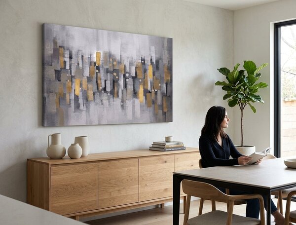Tablou pictat ABSTRACT 1 parte 90x60 cm - 90×60 cm / Clasic 2 cm