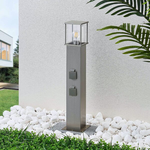 Lindby Lampă stâlpișor Caspa cu 2 prize, reglabil, Metalic, Metal, Modern