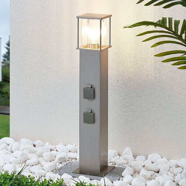 Lindby Lampă stâlpișor Caspa cu 2 prize, reglabil, Metalic, Metal, Modern