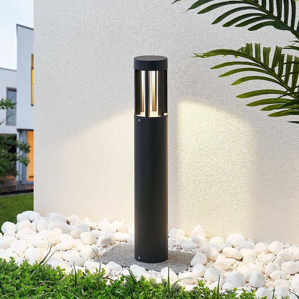 Lindby Iordis LED bornă luminoasă în gri închis, Negru, Metal, Modern
