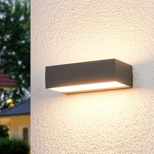 Lucande LED lampă de perete pentru exterior Lucande, 21 cm, antracit, IP54, Gri, Plastic, Modern