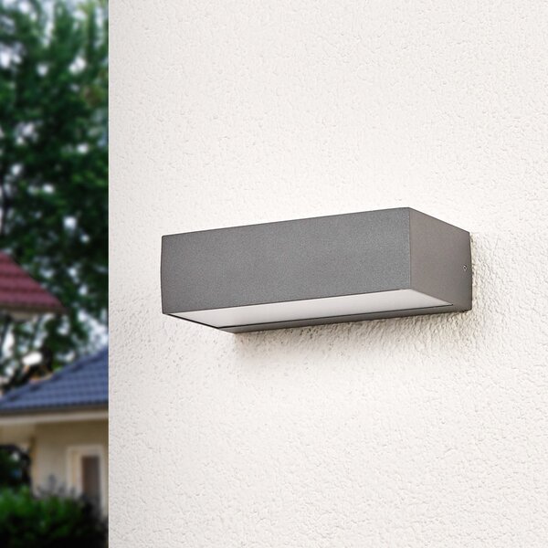 Lucande LED lampă de perete pentru exterior Lucande, 21 cm, antracit, IP54, Gri, Plastic, Modern