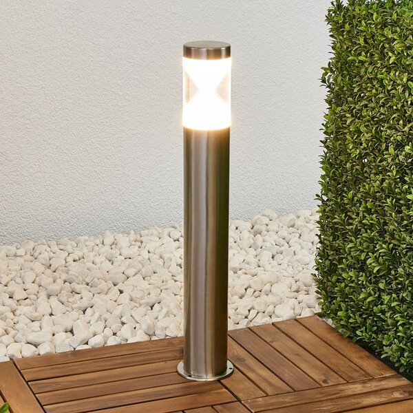 Lindby Bornă luminoasă LED Fabrizio, înălțime 56 cm, oțel inoxidabil, Metalic, Metal, Modern