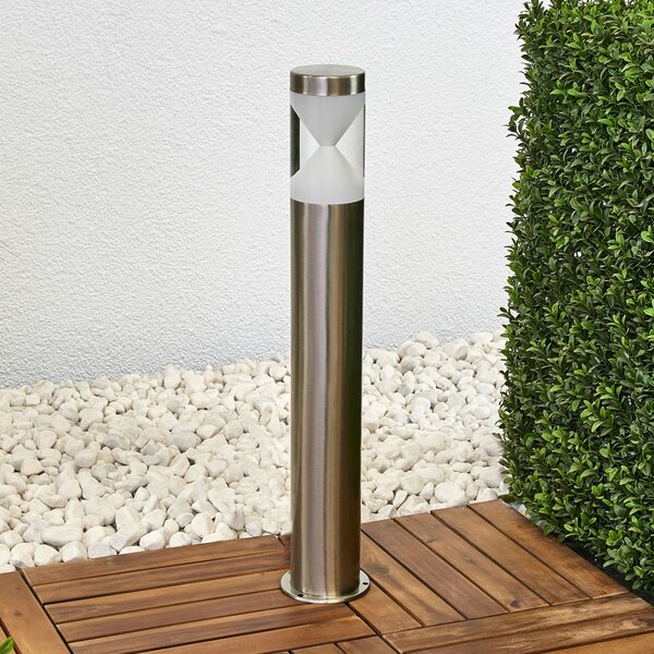 Lindby Bornă luminoasă LED Fabrizio, înălțime 56 cm, oțel inoxidabil, Metalic, Metal, Modern