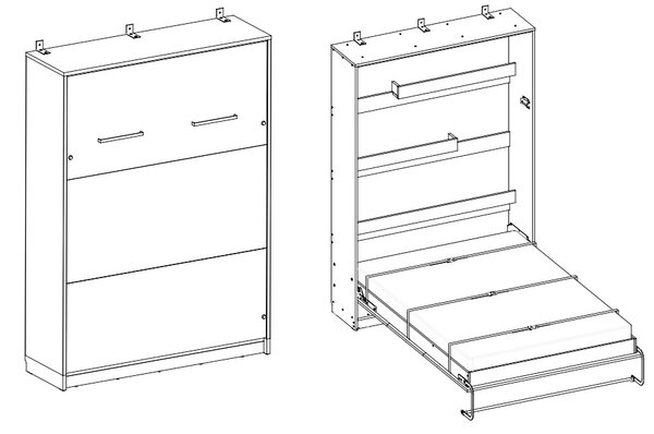 Canapea extensibilă verticală Genius 120x200 cu un birou - congo / cașmir