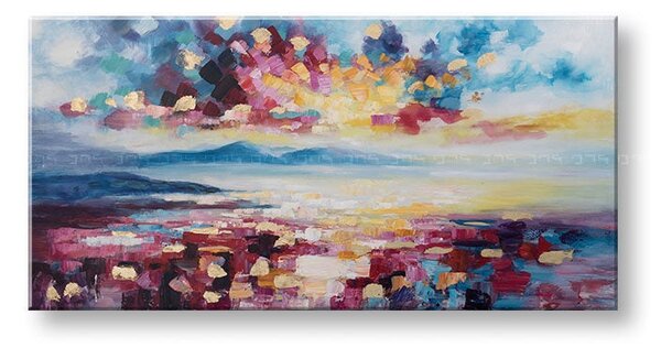 Tablou pictat ABSTRACT 1 parte - 140x70 cm - 140×70 cm / Klasický 2 cm
