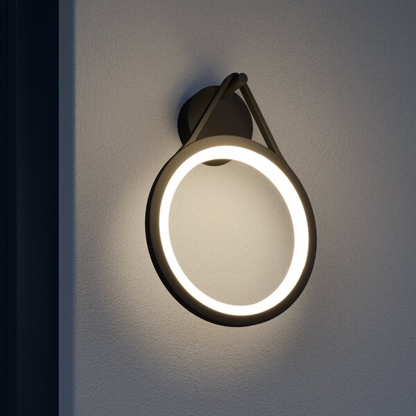 Lucande LED lumina de perete în aer liber Mirco, 30 cm, negru, IP65, Negru, Metal, Modern, Soclu de perete jos