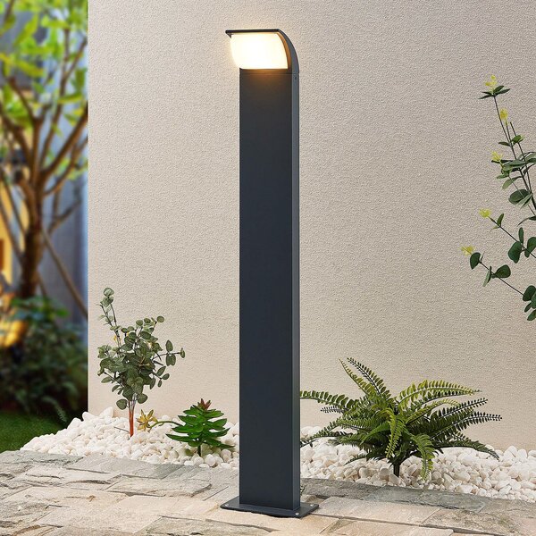 Lucande Bornă luminoasă LED Tinna, 80 cm, antracit, IP65, Negru, Aluminiu, Modern