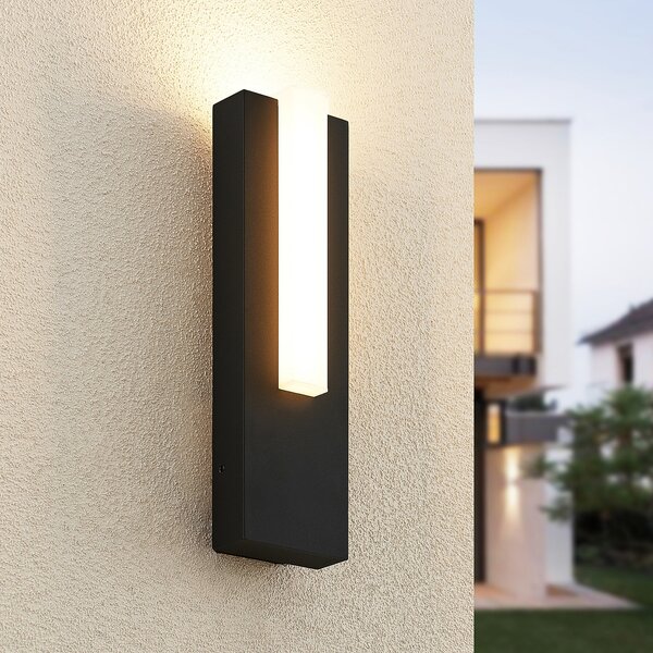 Lucande LED lumina de perete în aer liber Virgalia, 31cm, antracit, IP65, Negru, Aluminiu, Modern