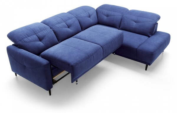Canapea pe partea dreaptă modular cu funcția de dormit Sandra - albastru marin Aston KR 10420