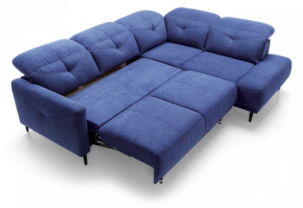 Canapea pe partea dreaptă modular cu funcția de dormit Sandra - albastru marin Aston KR 10420