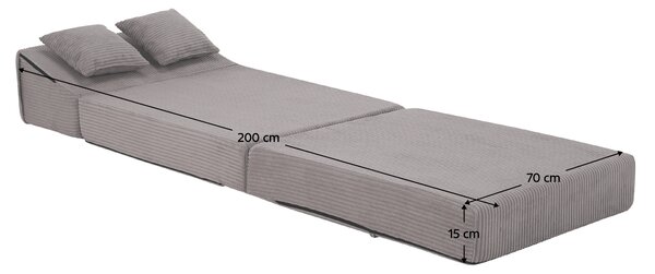 KONDELA Saltea pliabilă/fotoliu extensibil, 2 in 1, gri, PELOS