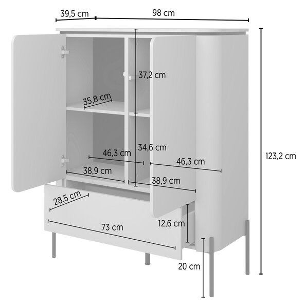 Komodă înaltă Bello 98 cm cu sertar - congo