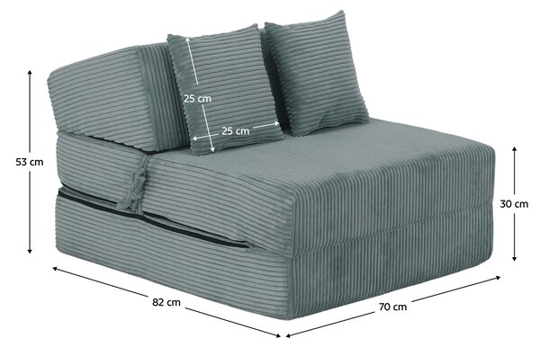 KONDELA Saltea pliabilă/fotoliu extensibil, 2 in 1, mentolat, PELOS