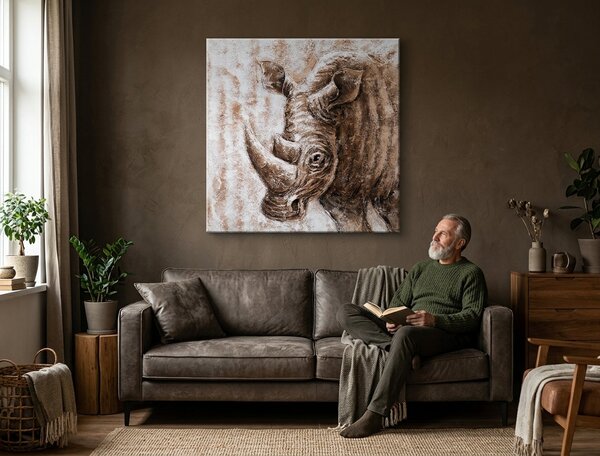 Tablou pictat NOSOROŽEC 1 parte - 70x70 cm - 70×70 cm / Klasický 2 cm