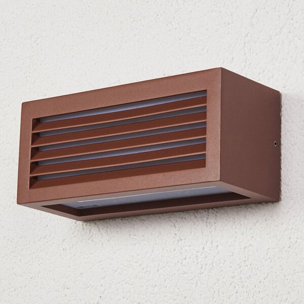 SLV Box L E27 lampă de perete pentru exterior, maro ruginiu, Maro / Rugină, Metal, Modern