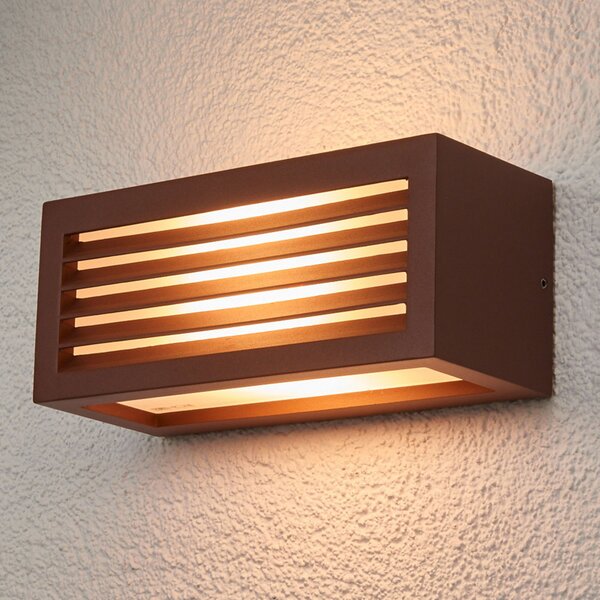 SLV Box L E27 lampă de perete pentru exterior, maro ruginiu, Maro / Rugină, Metal, Modern