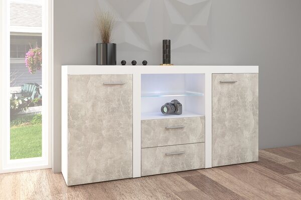 Comodă Luiza 2F 2S - beton deschis