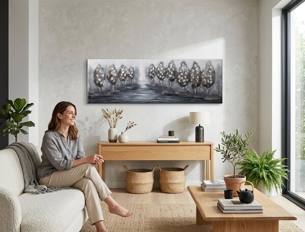 Tablou pictat pe perete ARBORI 1 parte - 150x50 cm - 150×50 cm / Klasický 2 cm