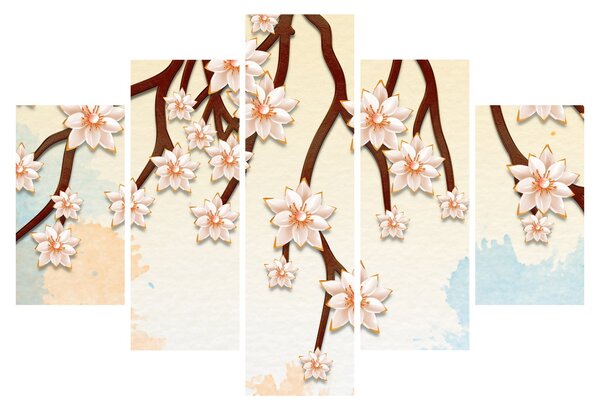 Tablou - Flori colorate pe ramuri (150x105 cm)