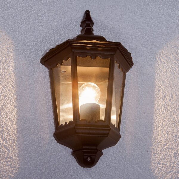 Lindby lumina de perete în aer liber Lieva, înălțime 44 cm, negru, sticlă, Negru, Metal, Antichitate