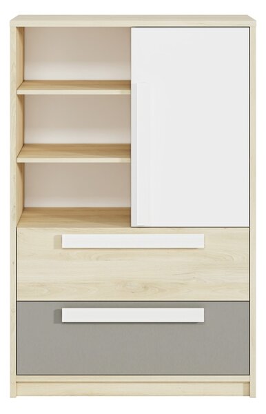 Comodă Jowiza 07 cu sertare 92 cm - fag fjord / alb / gri platină