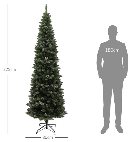 HOMCOM Brad de Crăciun Înzăpezit Înalt, 980 de Ramuri, Ø80x225 cm, Verde | Aosom Romania