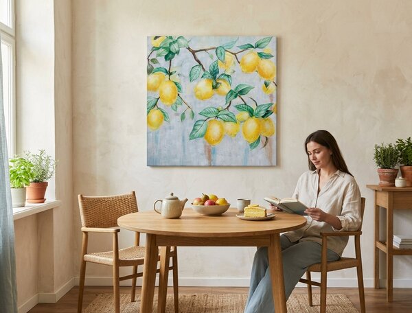 Tablou pictat pe perete CITRONS 1 parte 60x60 cm - 60×60 cm / Clasic 2 cm