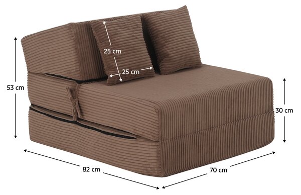 KONDELA Saltea pliabilă/fotoliu extensibil, 2 in 1, maro deschis, PELOS