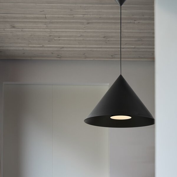 LOOM DESIGN Lampă suspendată Hanzu, Ø 55 cm, negru, E27, reglabil, Negru, Camera de zi / sufragerie, Aluminiu, Modern