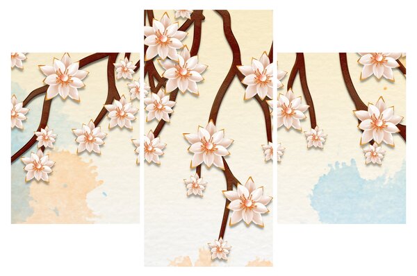 Tablou - Flori colorate pe ramuri (90x60 cm)
