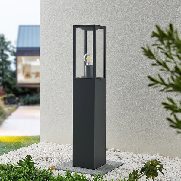 Lindby Bornă luminoasă Peldar, antracit/transparent, 80 cm, reglabil, Negru, Metal, Modern