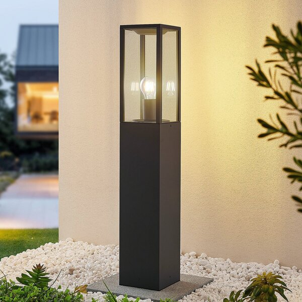 Lindby Bornă luminoasă Peldar, antracit/transparent, 80 cm, reglabil, Negru, Metal, Modern