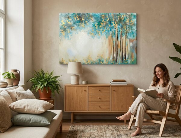 Tablou pictat STROM 1 parte 90x60 cm - 90×60 cm / Klasický 2 cm