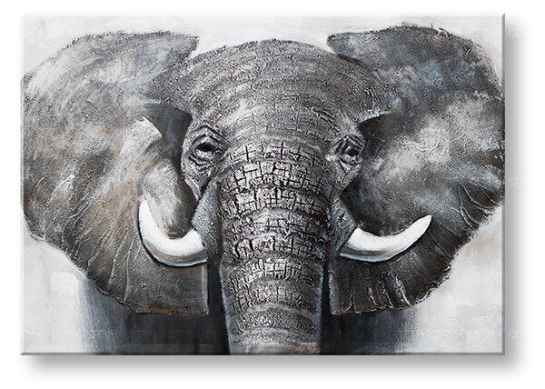 Tablou pictat SLON 1 parte - 100x70 cm - 100×70 cm / Klasický 2 cm
