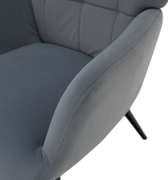 KONDELA Fotoliu cu suport pentru picioare, ţesătură Velvet gri/negru, HABEN