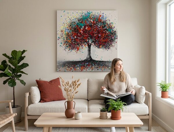 Tablou pictat STROM 1 parte - 60x60 cm - 60×60 cm / Clasic 2 cm