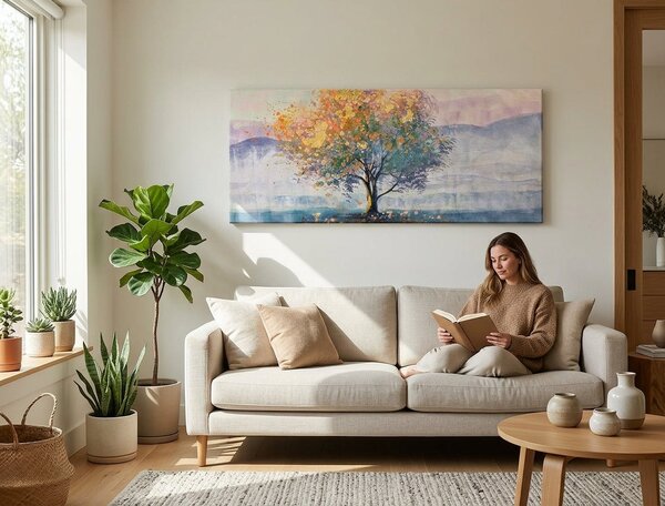 Tablou pictat STROM 1 parte - 120x50 cm - 120×50 cm / Klasický 2 cm