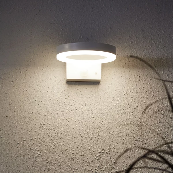 STAR TRADING Aplică de perete LED solar Vidi cu senzor mișcare, Alb, Metal, Modern, Lumini solare