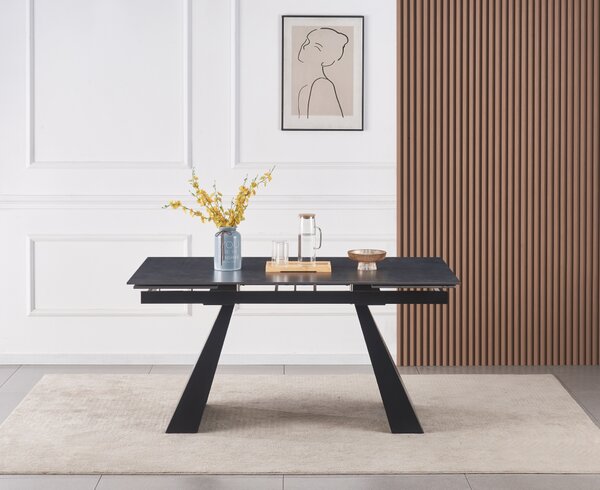 KONDELA Masă dining extensibilă, grafit/neagră, 160-240,5x90 cm, SALAL