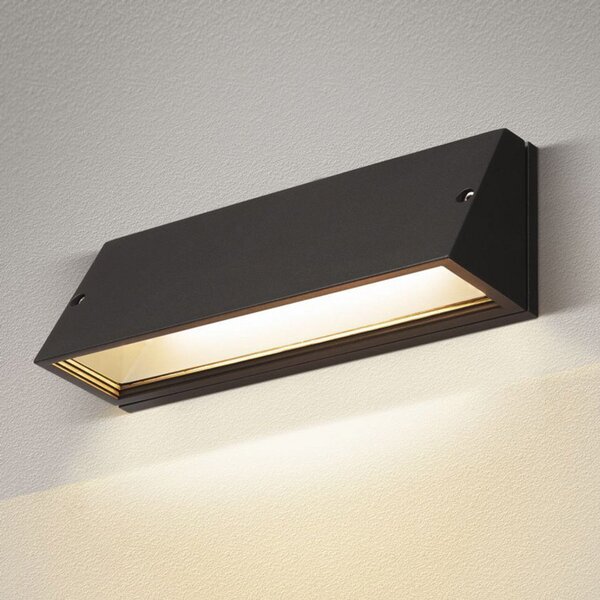 SLV Pema LED pentru exterior, CCT, negru, Negru, Sticlă, Modern, Perete unghiular