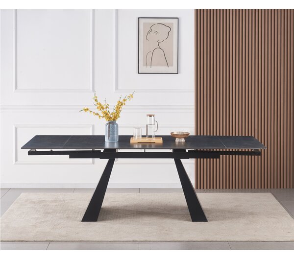 KONDELA Masă dining extensibilă, grafit/neagră, 160-240,5x90 cm, SALAL
