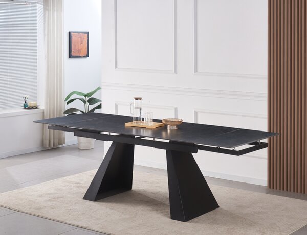 KONDELA Masă dining extensibilă, grafit/neagră, 160-240,5x90 cm, SALAL