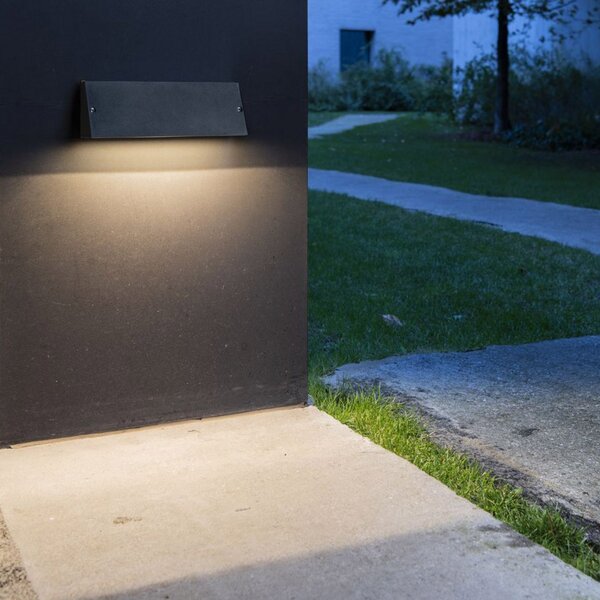 SLV Pema LED pentru exterior, CCT, negru, Negru, Sticlă, Modern, Perete unghiular