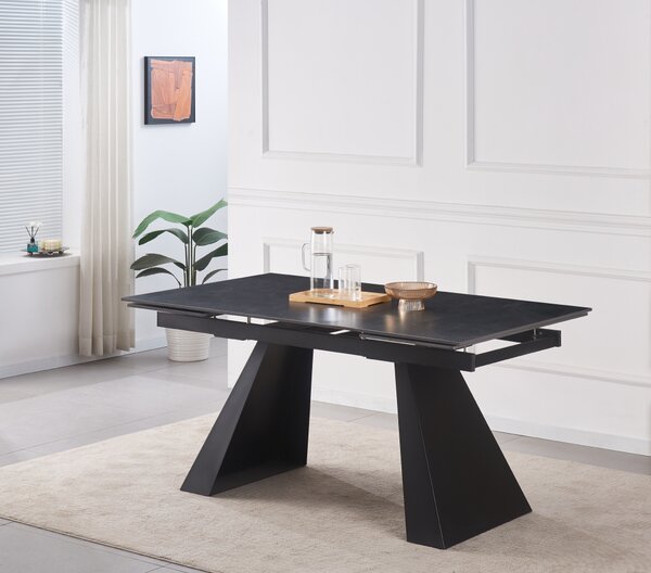 KONDELA Masă dining extensibilă, grafit/neagră, 160-240,5x90 cm, SALAL