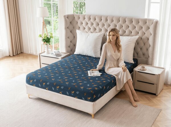 Cearsaf din microfibra LUNERIS albastru 90x200 cm