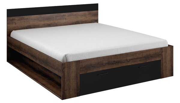 Pat matrimonial 160 cm Benson Typ 91 (stejar monastery + negru). Promo -18%. 602049