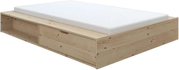 Pat lemn masiv cu sertare Erno natur 120/200 cm